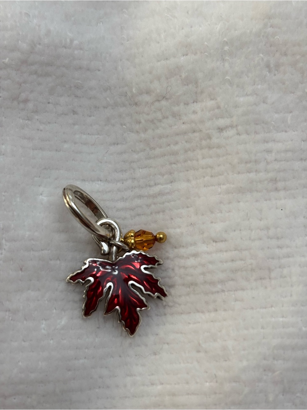 Brighton Red Maple Leaf Enamel Charm Pendant with Amber Accent